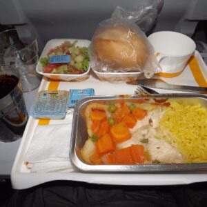 comida do jantar no avião