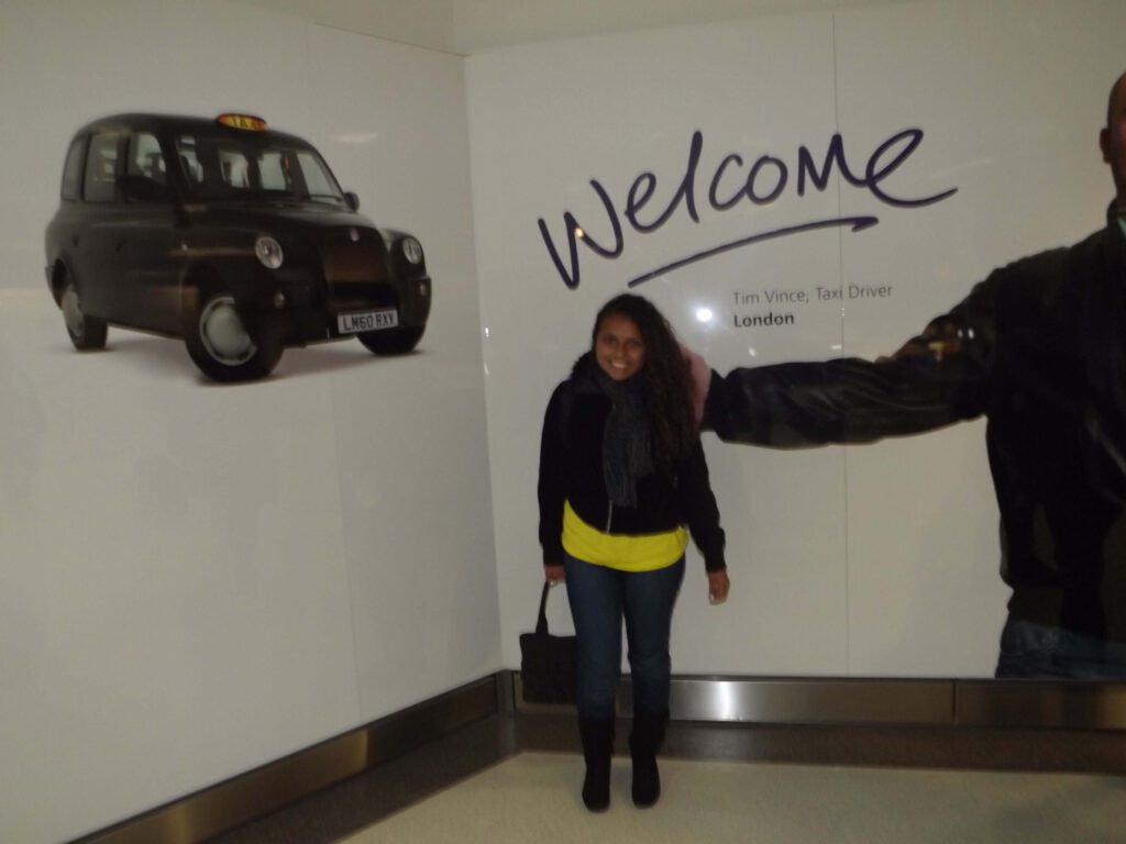 foto bem-vinda no aeroporto na chegada em londres