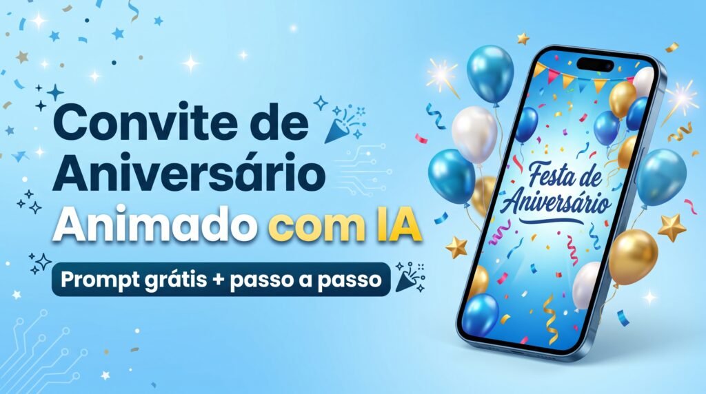 convite de aniversário animado com IA